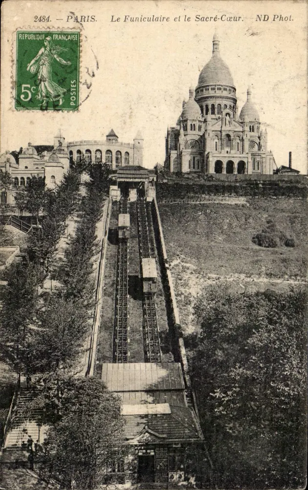 Paris — O Funicular e o Sacré-Cœur — ND Phot. - Frente