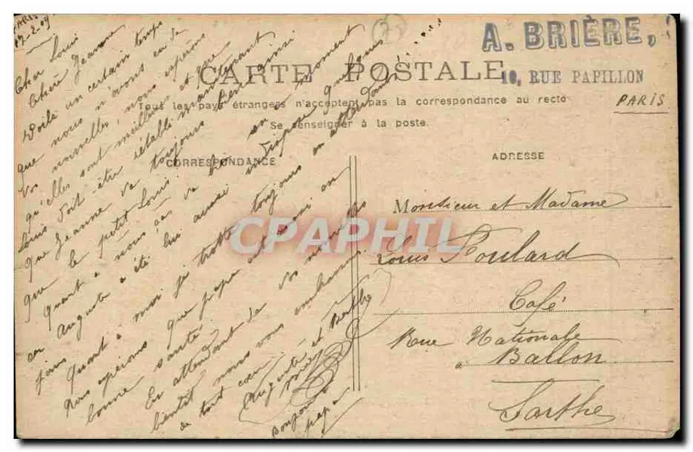 PARIS - Panteão — vista do edifício clássico — editor A. Brière, 10, rue Papillon - Verso