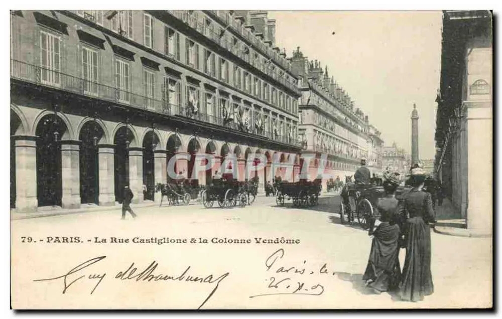 Paris - Ansicht der Rue Castiglione & Säule Vendôme — Guy del Mambouray, n°79 - Vorderseite