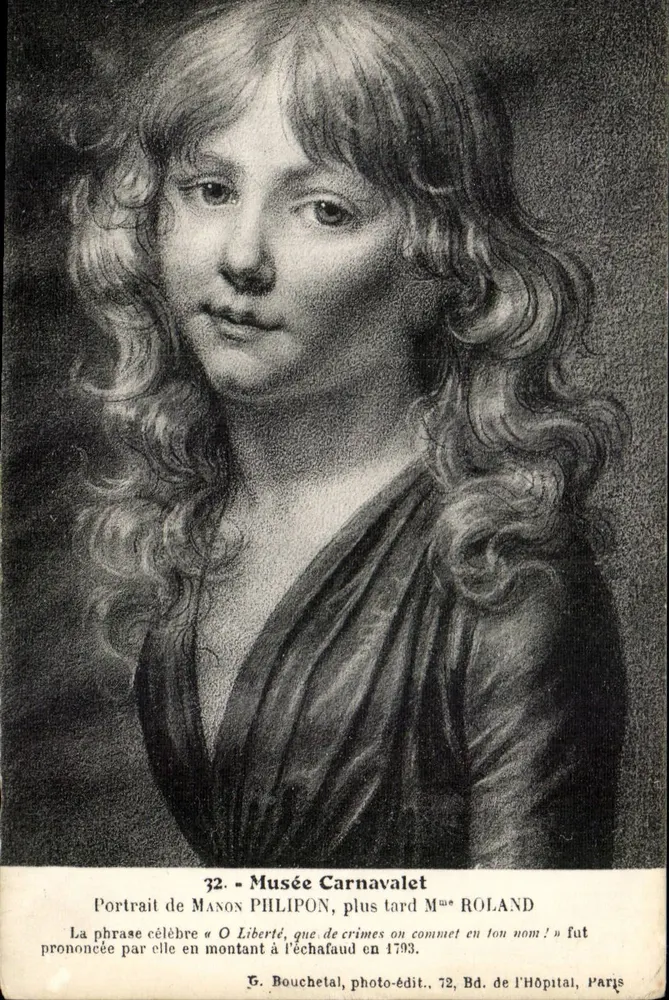 Portret Manon Philipon — później pani Roland — Muzeum Carnavalet — G. Bouchet, fotograf i wydawca 72, Bd. de l'Hôpital, Paryż - Awers