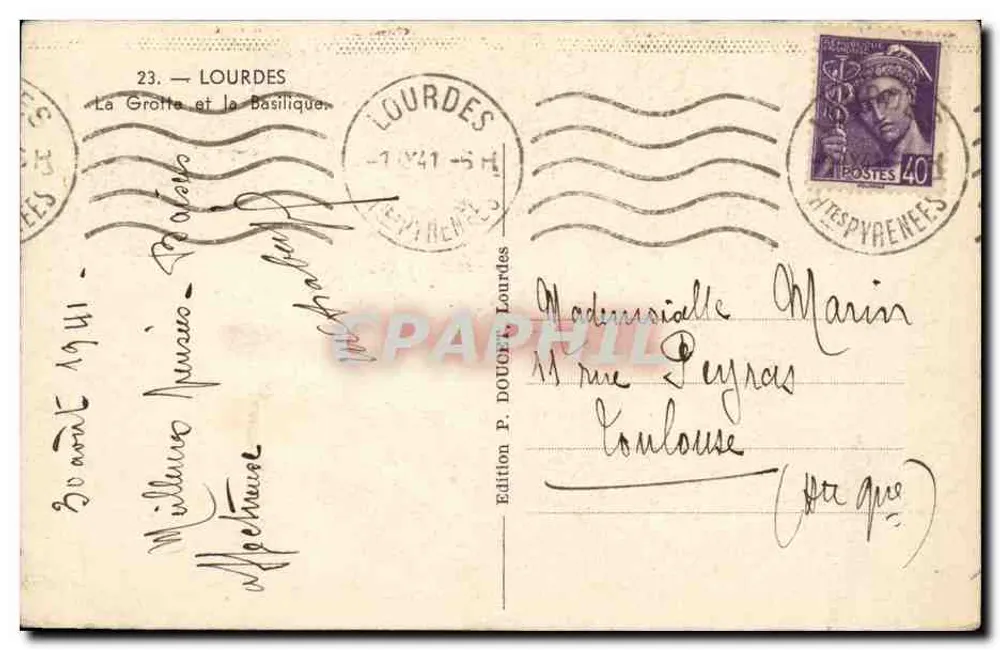 Lourdes — A Gruta e a Basílica — Edição P. Douphes - Verso