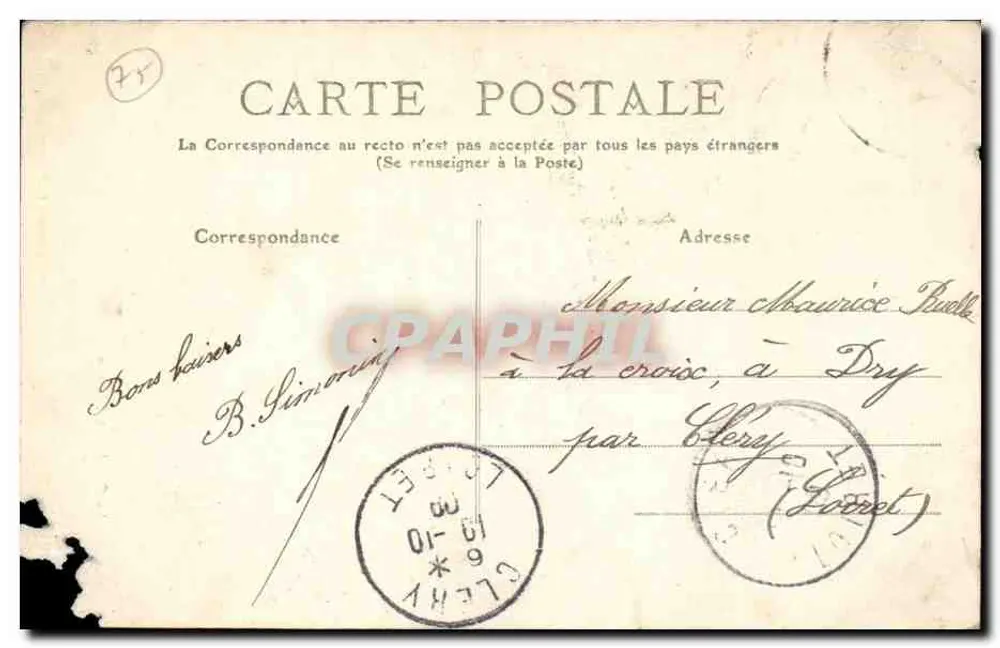 Poissy — O Quai aux Fleurs, o Tribunal de Comércio e a Torre Pontiada — Coleção F. Fleury, n°126 - Verso