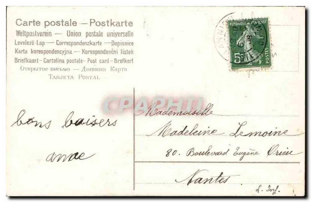 Büschel von Mohnblumen und Violett — Mohnblume bringt Glück — Ansichtskarte - Rückseite