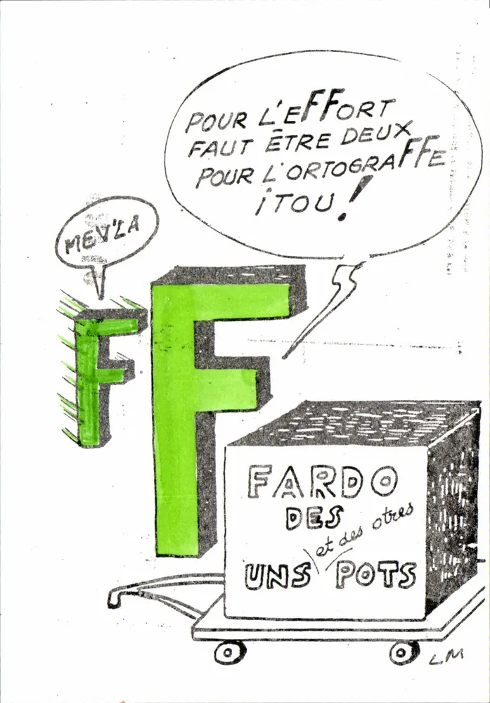 Satirische Ansichtskarte zur Rechtschreibung — 'Société des Jeux de Lettres' von Léon Mai, Nr. 84 - Vorderseite