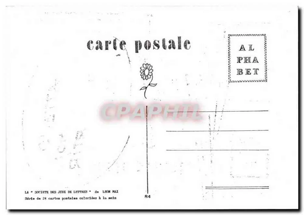 Satirische Ansichtskarte zur Rechtschreibung — 'Société des Jeux de Lettres' von Léon Mai, Nr. 84 - Rückseite