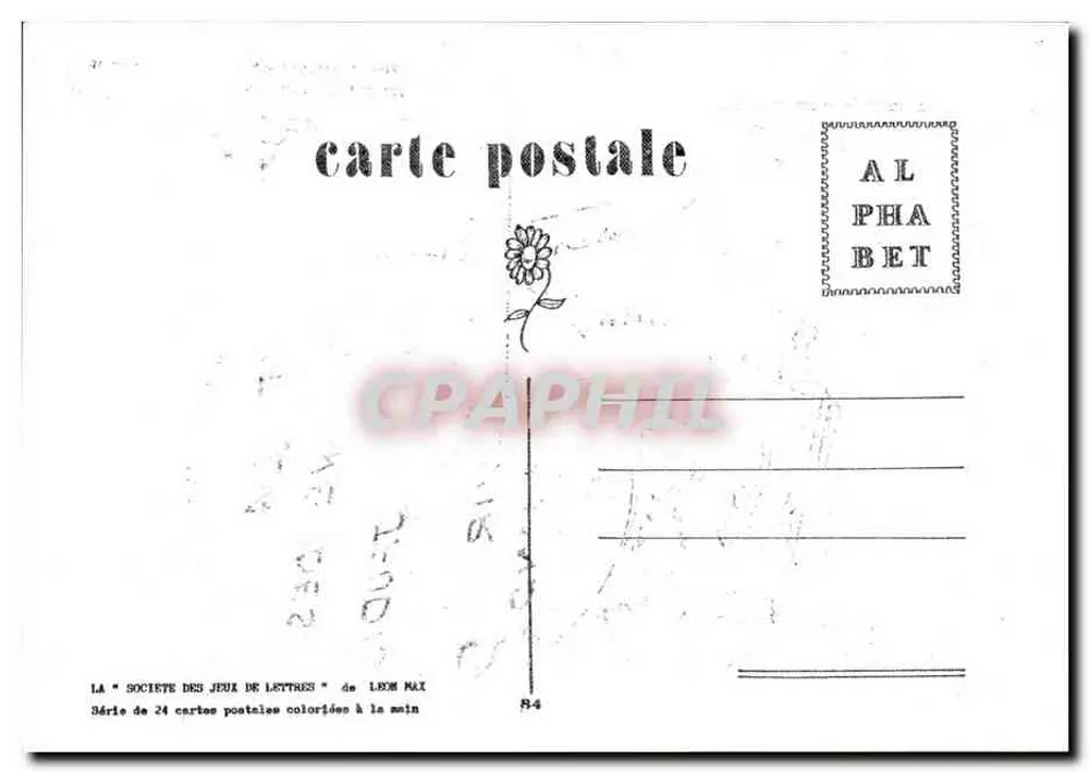 Humoristische Ansichtskarte — Zeichnung von L.M. — veröffentlicht von der 'Société des Jeux de Lettres' von Léon Max - Rückseite