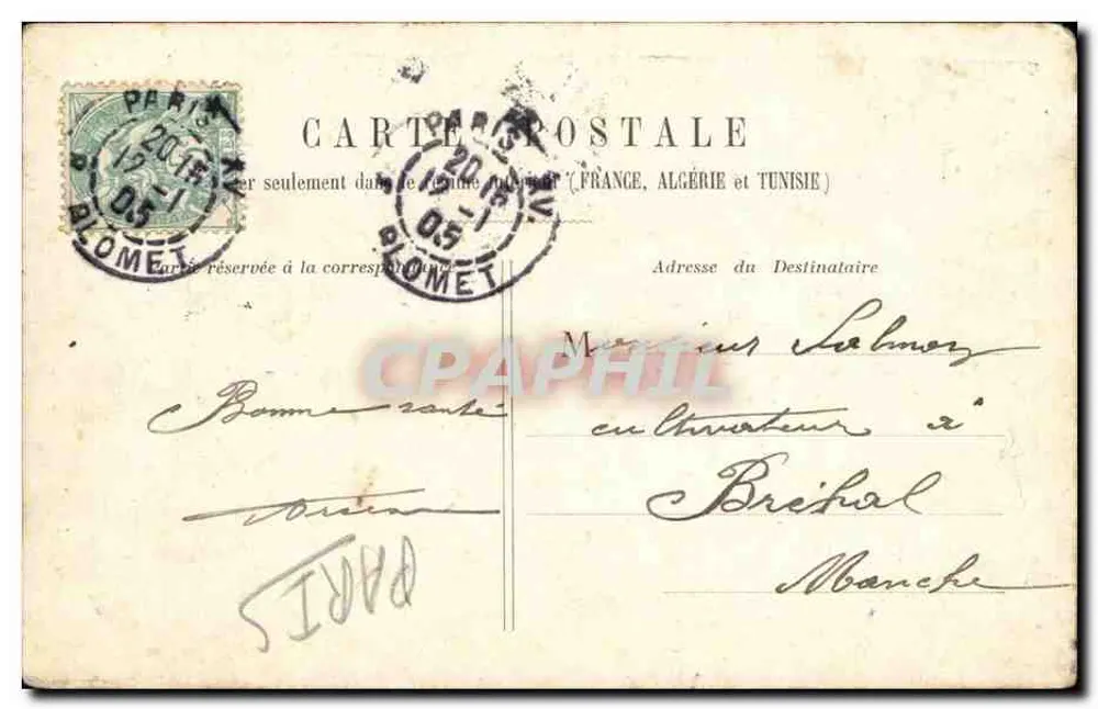 Paris — Tribunal de Comércio e a Conciergerie — Editor ROYALCH POISSET, n°27 - Verso