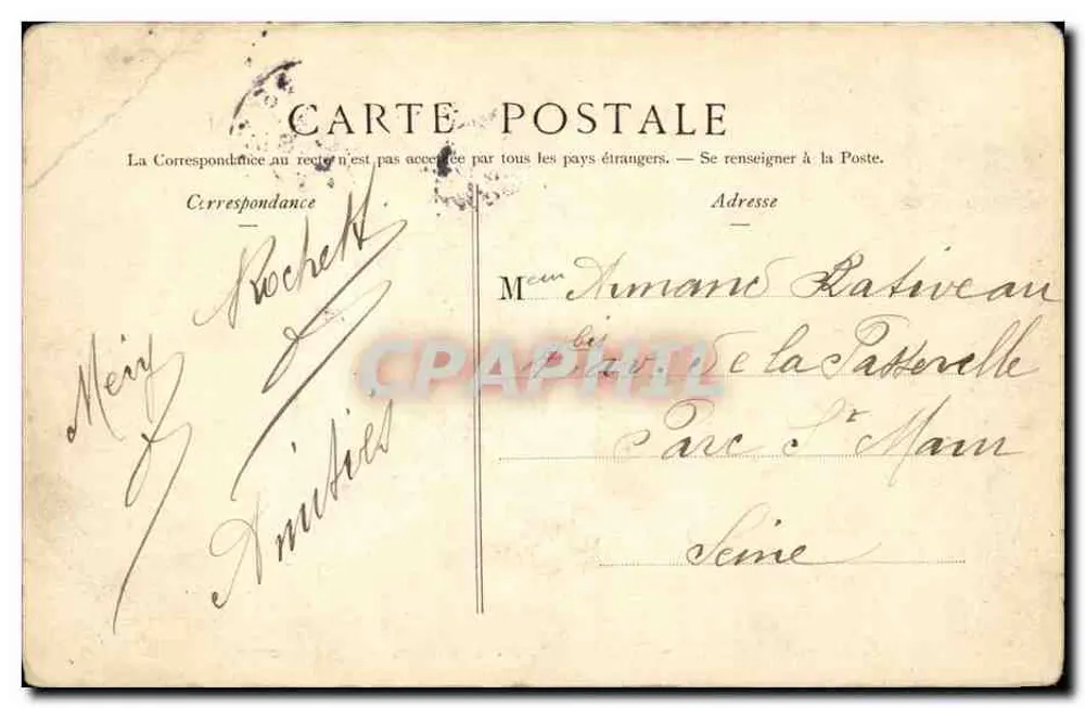 Battes Chaumont - Tor Secretan - Schneeeffekt — E. V. Paris XIX - Rückseite