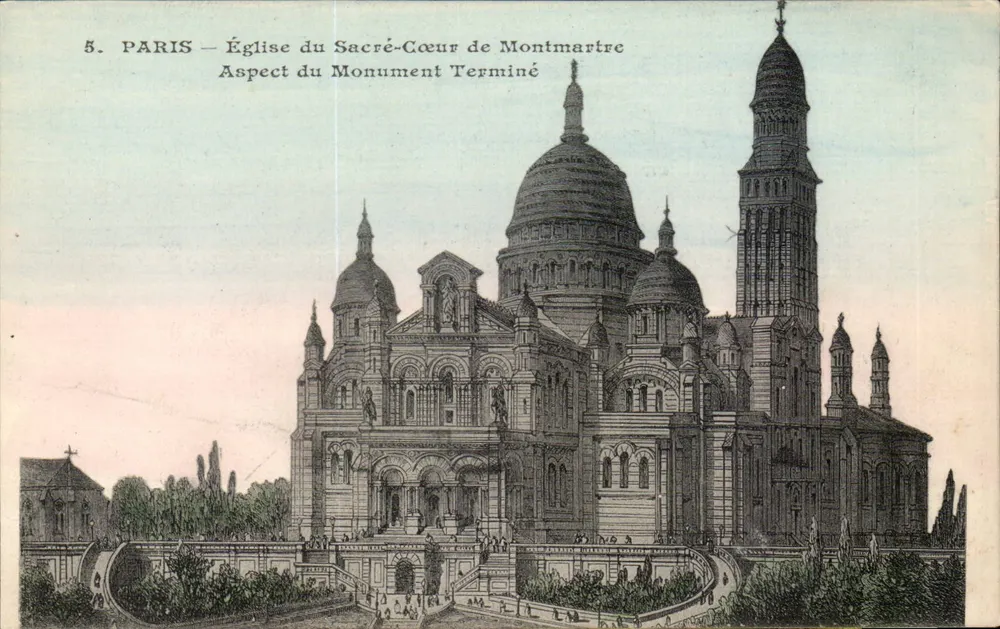 Paris – Kirche des Heiligen Herzens von Montmartre – Ansicht des fertiggestellten Denkmals - Vorderseite