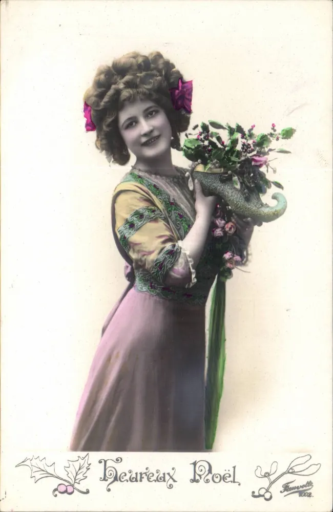 Junge Frau im Weihnachtskostüm — Heureaux Poël — Hennevelt 1902 - Vorderseite