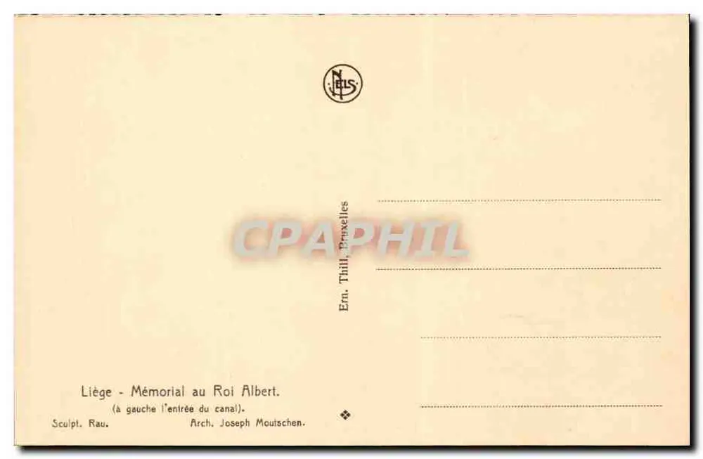 Liège - Gedenkstätte für König Albert — Eingang zum Kanal — Verlag Naïs, Brüssel - Rückseite