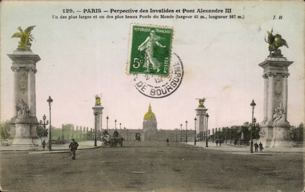 Paris — Perspectiva dos Invalides e Ponte Alexandre III — J. H. — n° 129 - Frente