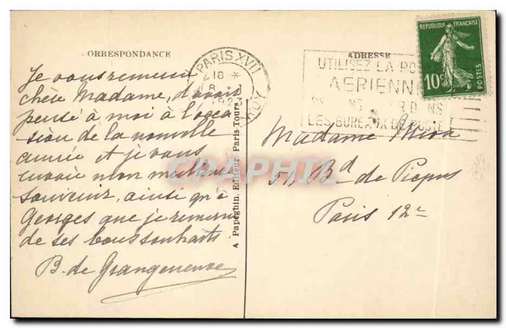 Paris — O Arco do Triunfo e a Praça da Estrela — A. P. - Verso
