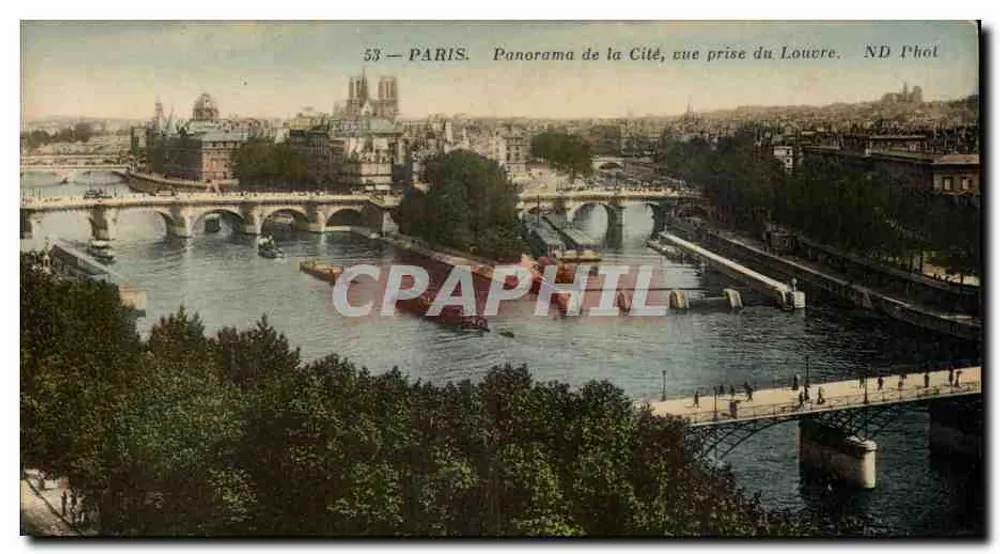 Paris — Panorama der Cité, Aufnahme vom Louvre — ND Phot - Vorderseite