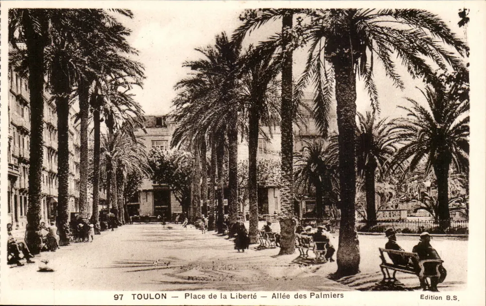 Toulon — Place der Freiheit — Avenue der Palmen — Ausgabe B.S. - Vorderseite