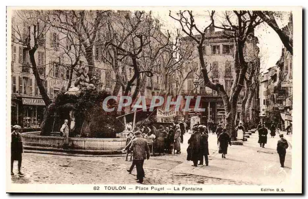 Toulon — Place Puget — Die Fontäne — Edition B.S. - Vorderseite