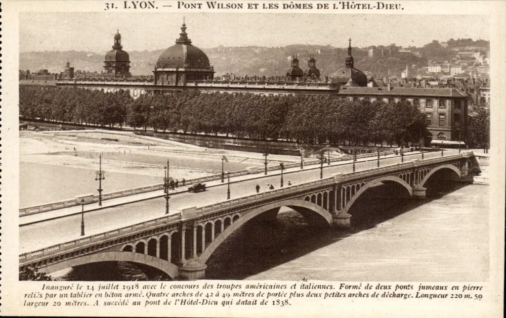 Lyon — Wilson-Brücke und die Kuppeln des Hôtel-Dieu — X. Coutagnys, Verlag, 36, Victor-Hugo, Lyon. - Vorderseite