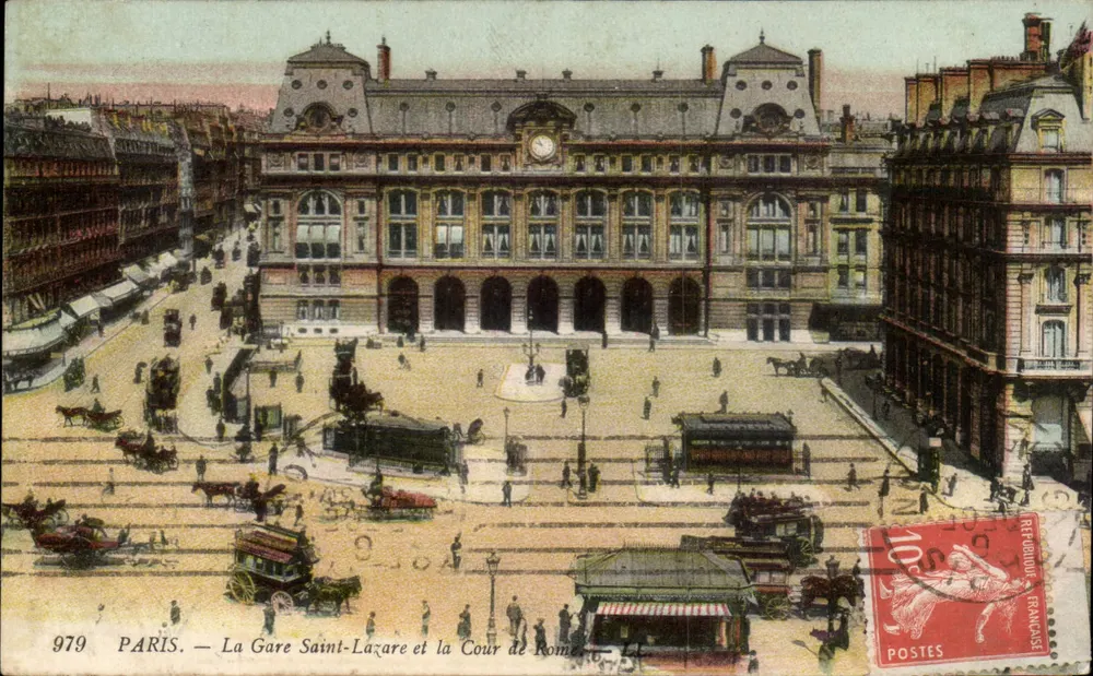 Paris — Die Gare Saint-Lazare und die Cour de Rome — anonymer Verlag, Nr. 979 - Vorderseite