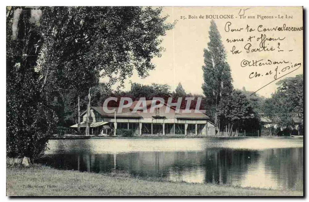 Bois de Boulogne - Schießen auf Tauben - Der See — P. Marinon, Paris, n°25 - Vorderseite