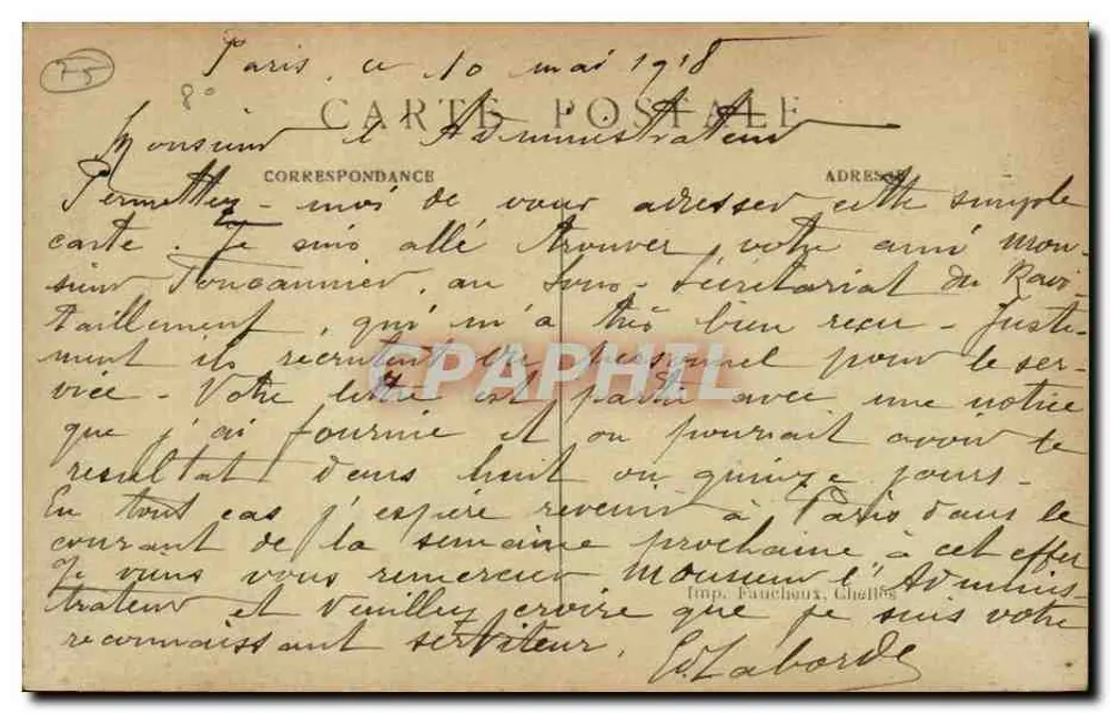 Paris – Avenida dos Campos Elísios e os Cavalos de Marly — L. D. - Verso