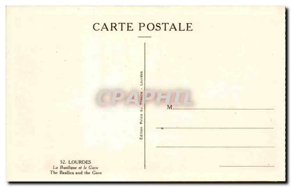 Lourdes — A Basílica e o Gave — Edição Pains du Gave, n°52 - Verso