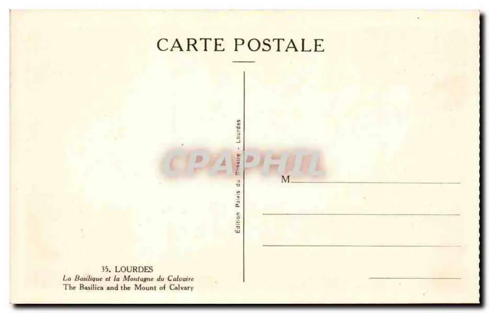 Die Basilika und der Berg des Kalvariums — Lourdes — Edition Pains du Calvaire, Nr. 35 - Rückseite
