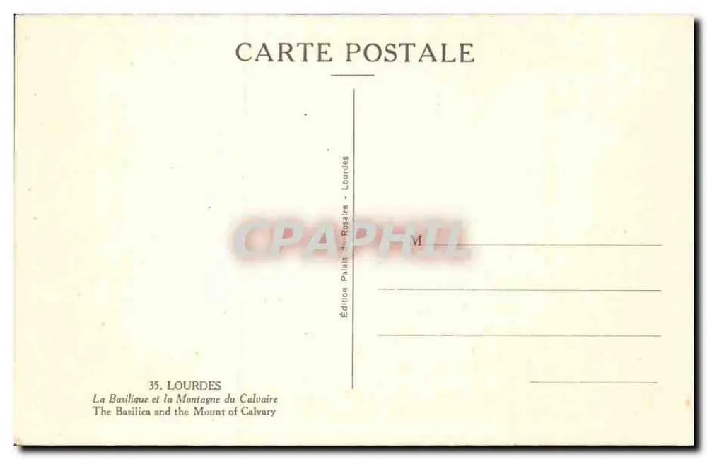 Die Basilika und der Berg Calvary — Lourdes — Edition Paulin de Ropaire, Nr. 35 - Rückseite