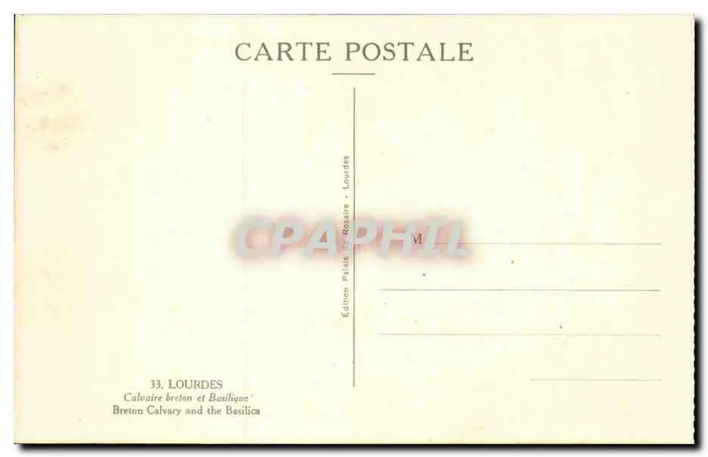 Calvário e Basílica de Lourdes — Edição Palais, n°33 - Verso
