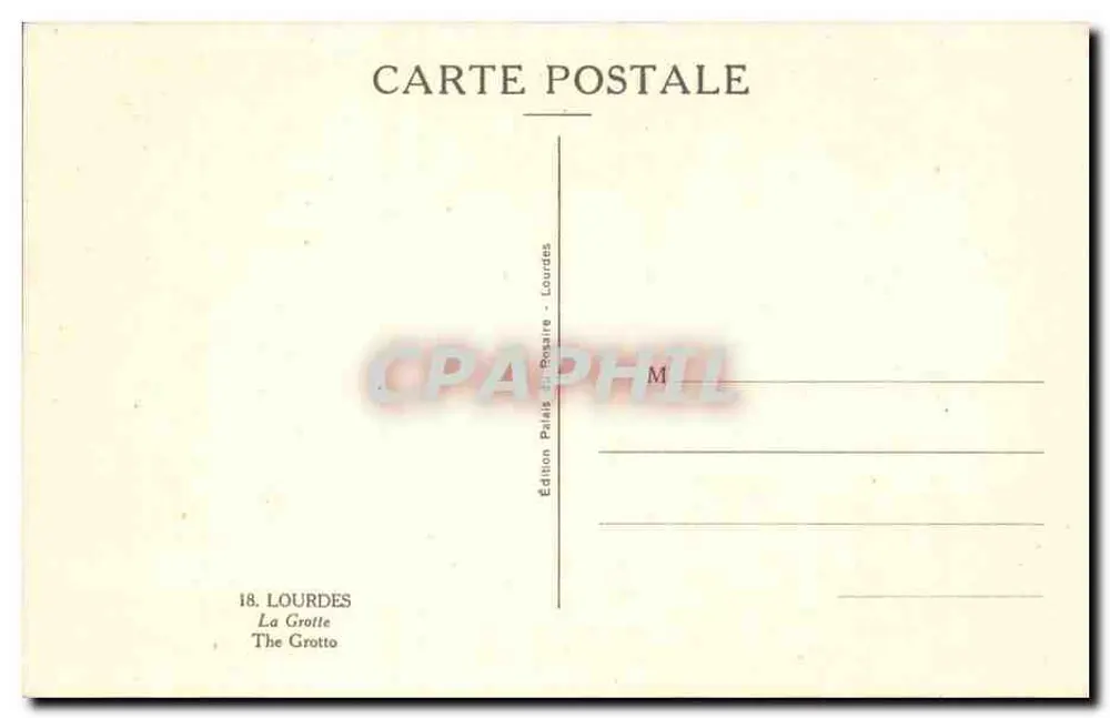 A Grotta — Lourdes — Edição Paris-Lourdes - Verso