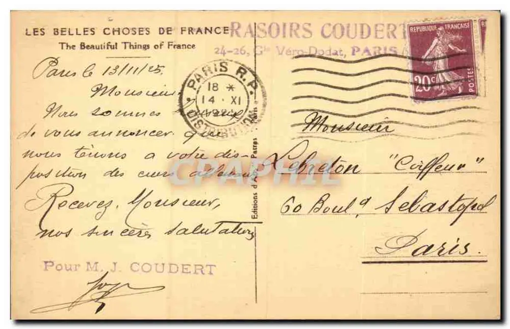Paris - Notre-Dame - Perspectiva sobre a Sena — Edições Les Belles Choses de France, n°49 - Verso