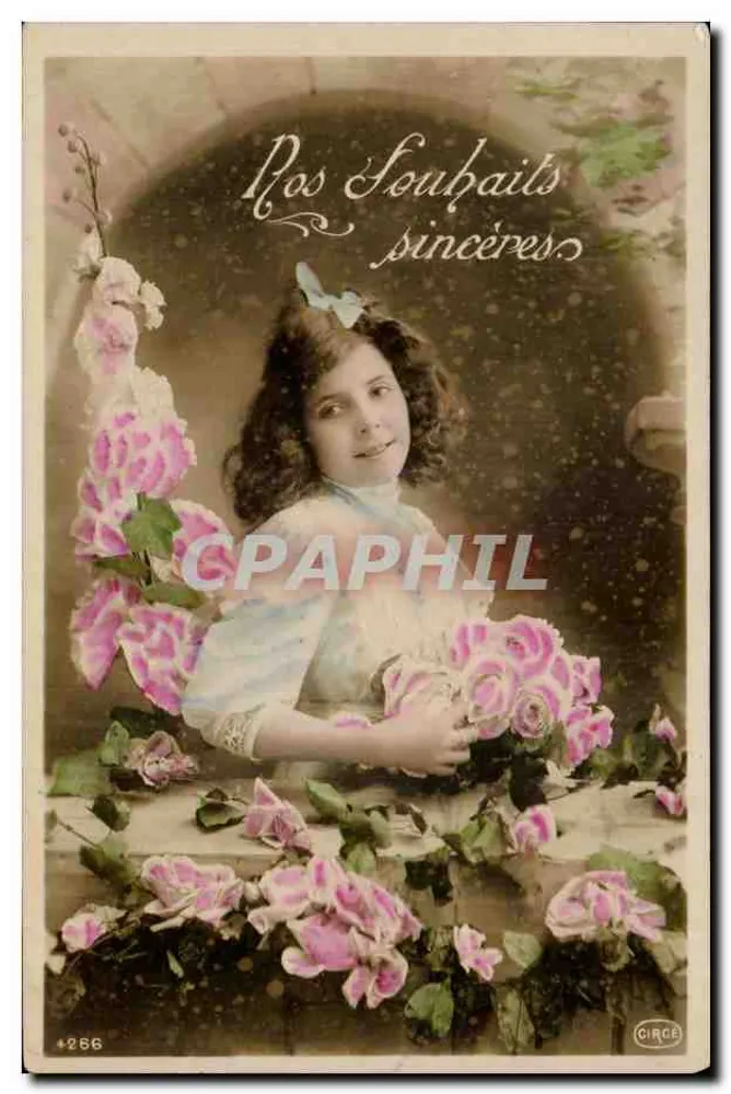 Frau mit Rosen — 'Unsere herzlichen Grüße' — Circe, n° 4266 - Vorderseite