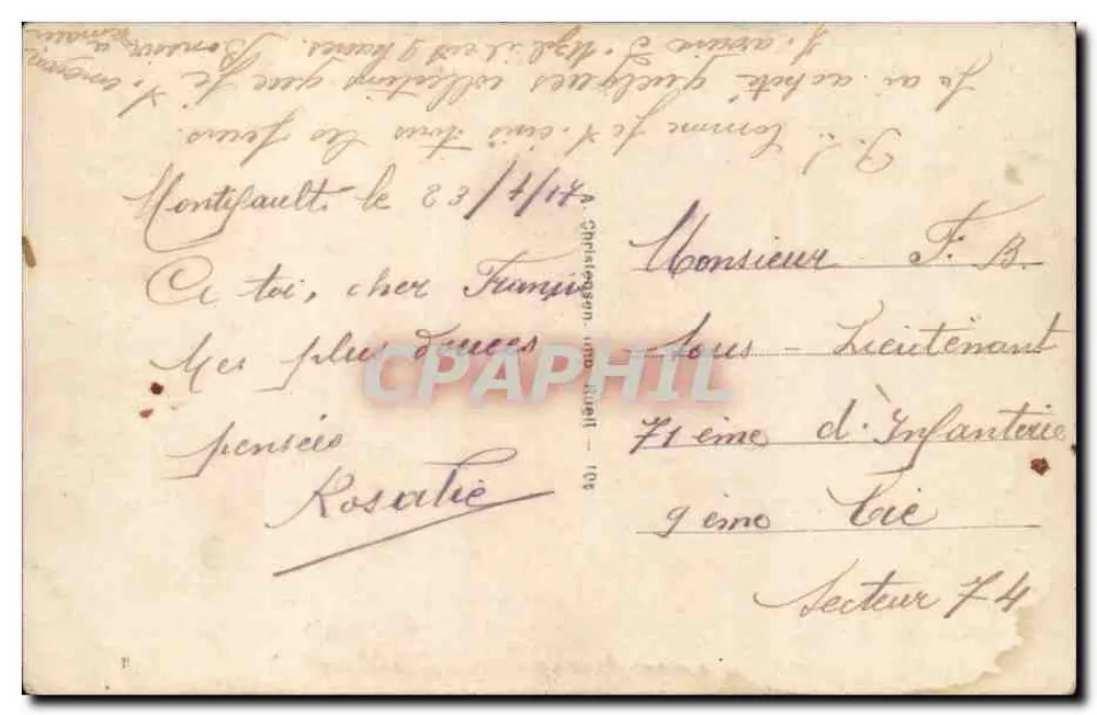 Junge Frau mit Blumenstrauß — REX 4908 — Verlag REX - Rückseite