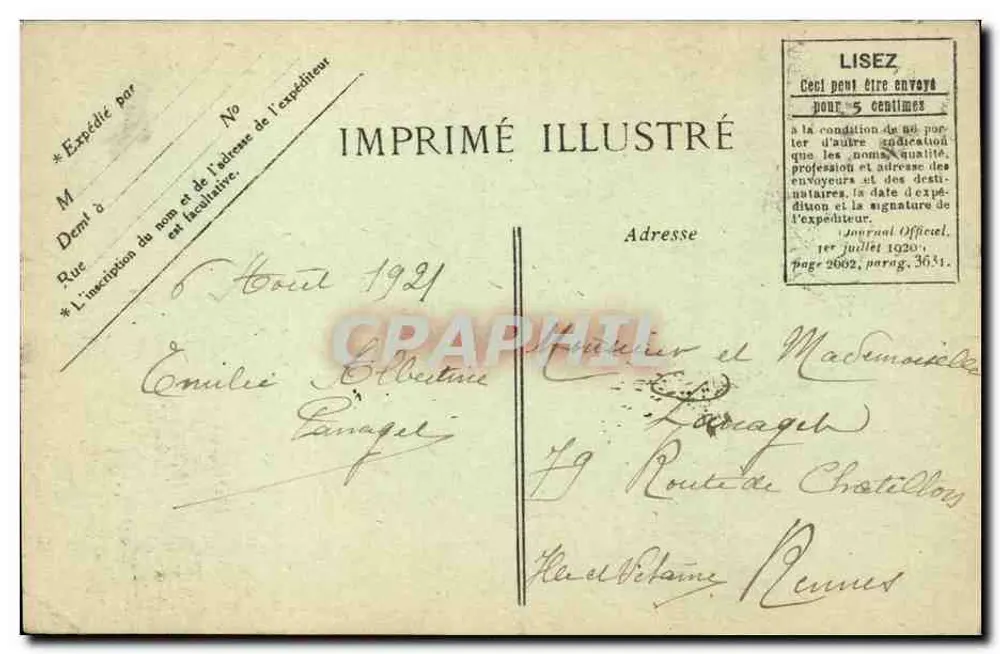 Paris — Praça da Concórdia — Imprimé Illustré n°4097 - Verso