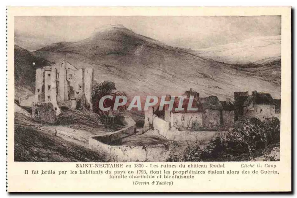 Saint-Nectaire em 1830 — Ruínas do castelo feudal — Cliché G. Cany - Frente