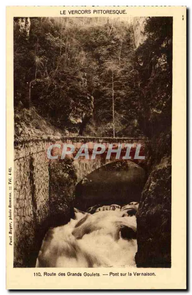 Pittoreskes Vercors — Brücke über die Vernaison, Route des Grands Goulets — Paul Boyer, photo Romonus, n°110 - Vorderseite