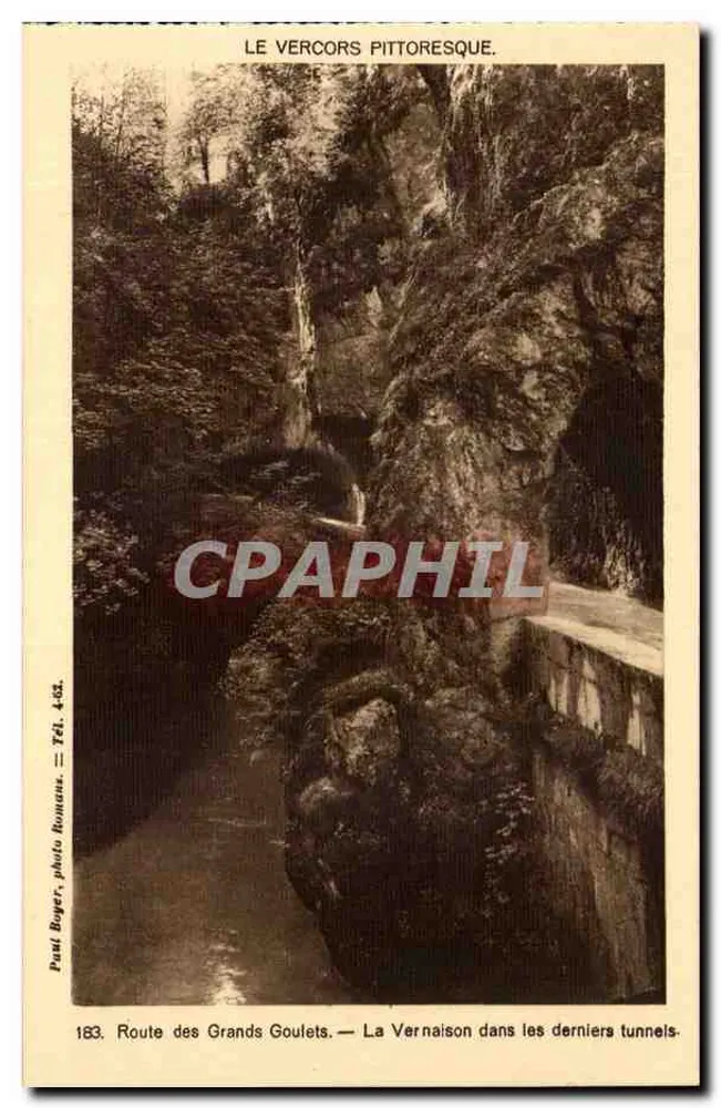 Pittoreskes Vercors — Route des Grands Goulets, La Vernaison in den letzten Tunneln — Paul Boye, photo Romana, n° 183 - Vorderseite