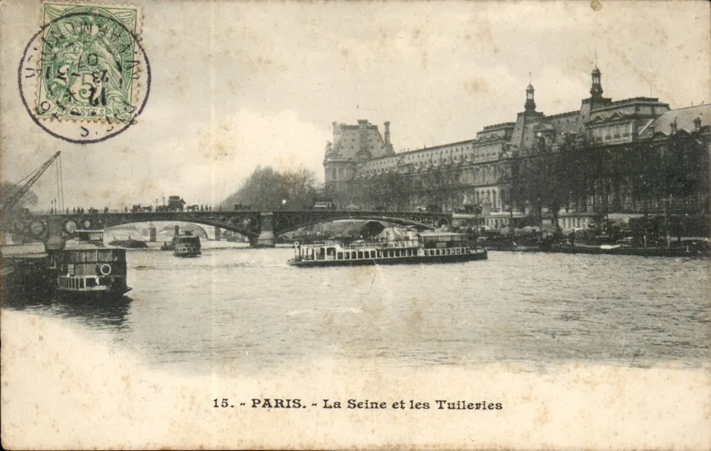 Paris — A Sena e os Tuileries — 15. — Editor não visível - Frente