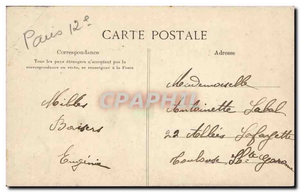Bois de Vincennes — O Obélisco — C. L. C. - Verso