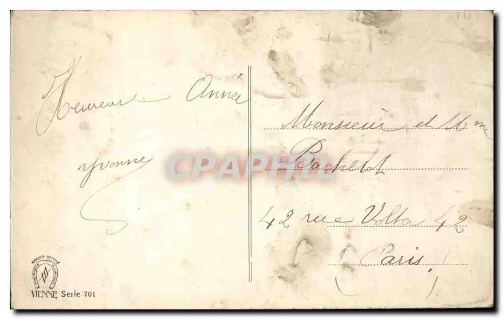 Lilien — Neujahrsgrußkarte — Wien Serie 701 - Rückseite