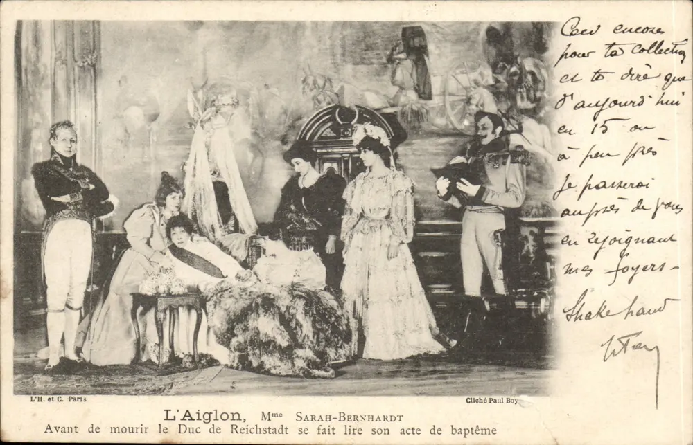O Filhote, Sra. Sarah-Bernhardt — cena antes da morte do duque de Reichstadt — cliché Paul Boy, L.H. e C. Paris - Frente