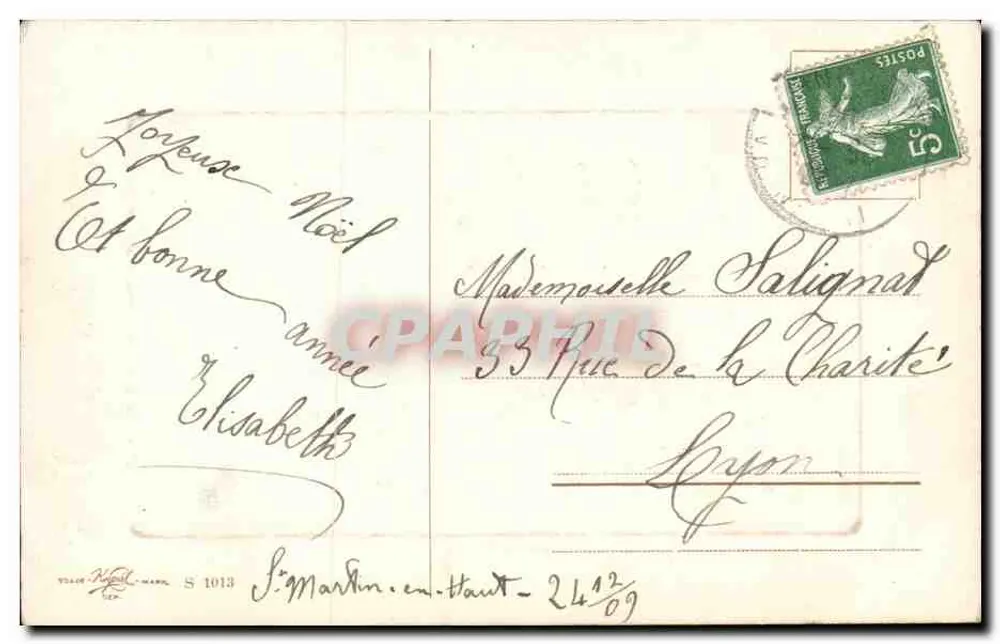 Dorfszene — Reiter und Hühner — Verlag Ville Noll-Mark, Serie S 1913 - Rückseite