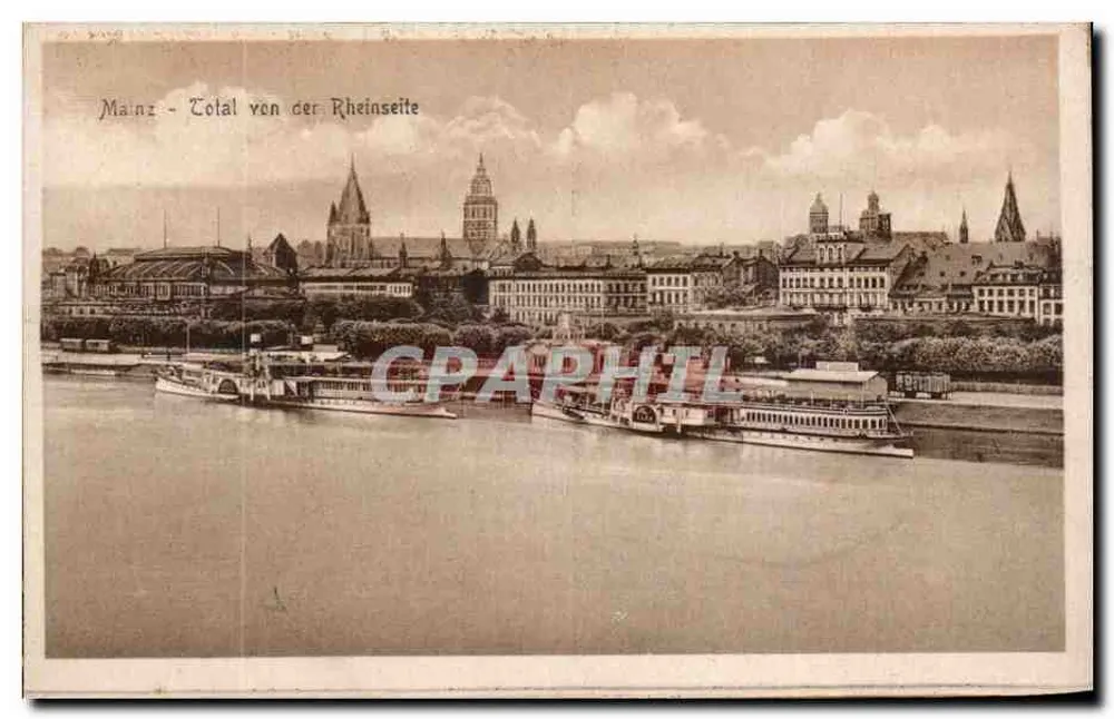 Mainz — Total von der Rheinseite — Steengel & Co., Dresde - Voorkant