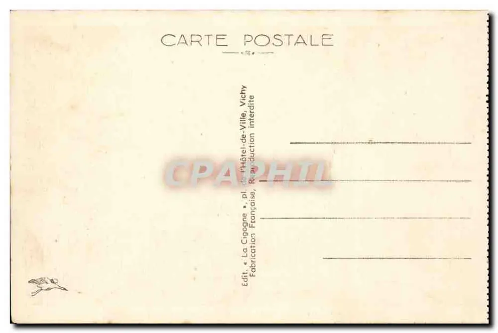 Vichy — Das Casino aus der Mitte des Parkwegs gesehen — La Cigogne, n°308 - Rückseite