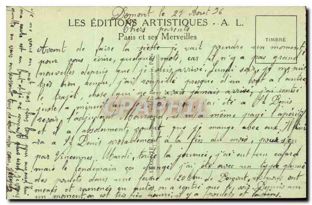Paris — A Torre Saint-Jacques — A. L. n°124 - Verso