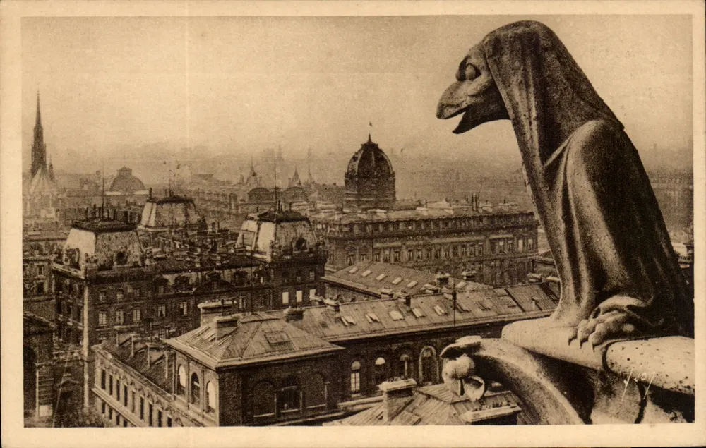 Notre-Dame de Paris — Westfassade, Chimäre (die Nonne) — Édition d'Art Véga, Paris - Vorderseite
