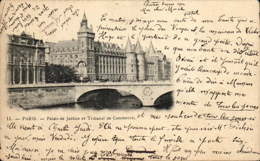Paris — Palácio da Justiça e Tribunal de Comércio — editor desconhecido, n° 11 - Frente