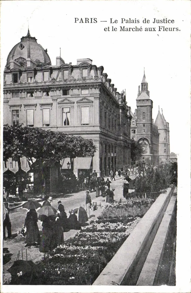 PARIS — Das Palast der Gerechtigkeit und der Blumemarkt. - Vorderseite