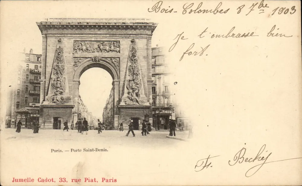 Paris — Porta Saint-Denis — Jumelle Cadot, 33, rue Piat, Paris - Frente