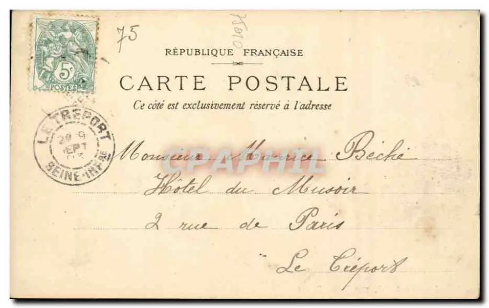 Paris — Porta Saint-Denis — Jumelle Cadot, 33, rue Piat, Paris - Verso