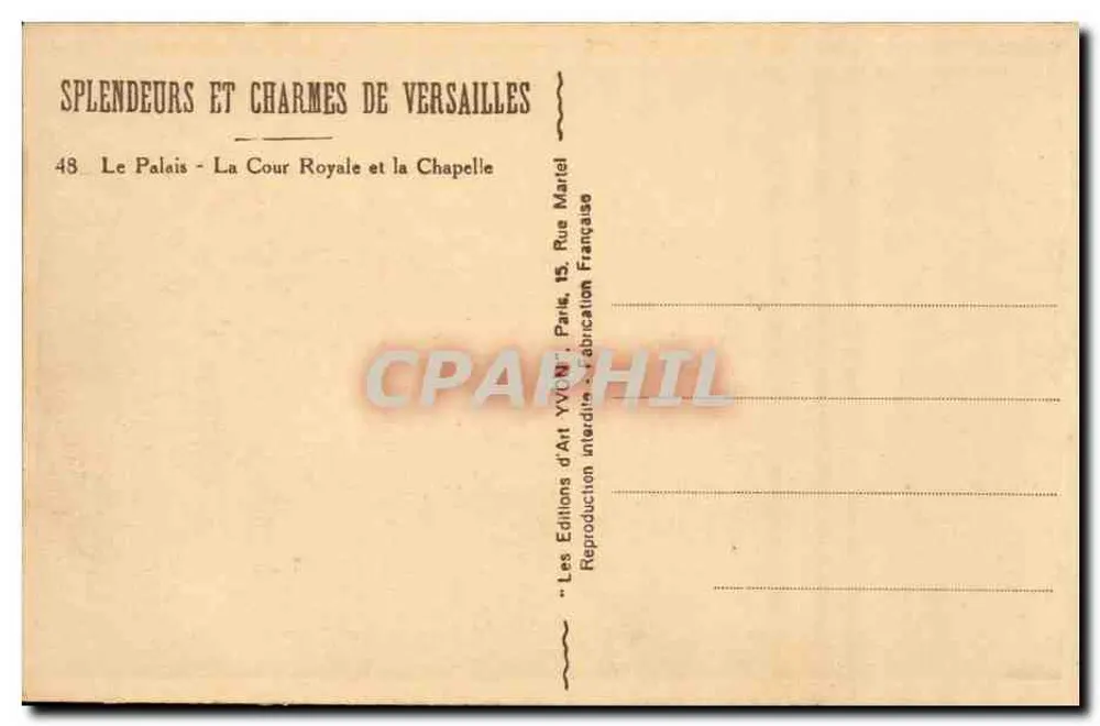 Schloss Versailles — Die königliche Hofhaltung und die Kapelle — Les Éditions d'Art YVCN, Paris - Rückseite